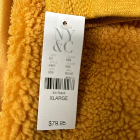 New York & Company Yellow Teddy Bomber Jacket Size XL - Picture 10 of 10